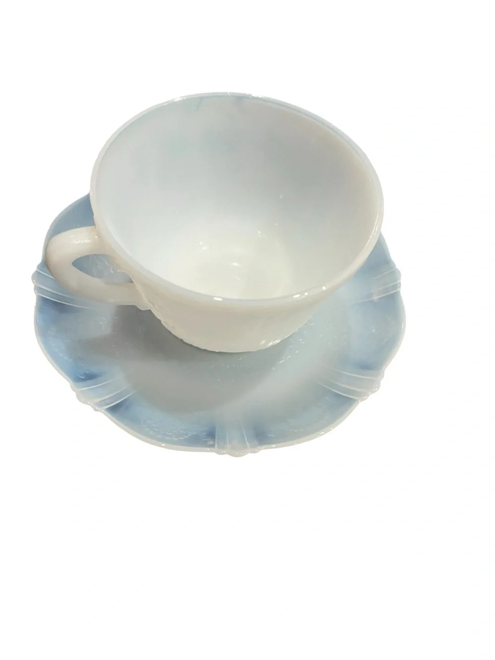 1930s Macbeth-Evans White American Sweetheart Cup And Saucer Depression Glass